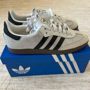 Adidas Samba OG Sneakers with crystals, white, womens 39.5 or 7.5 New